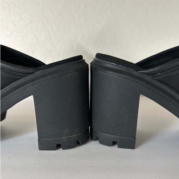 Timberland Allington Heights Clogs Block Heel Leather Black Slip On Size 9 - Picture 10 of 11